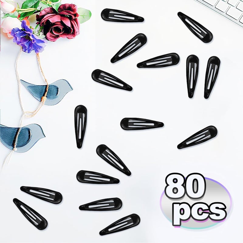 ELANE 80 Pcs Metal Snap Hair Clips for Women,Small Snap Barrettes for Women Girls Thick Fine Hair (Black) - Image 3